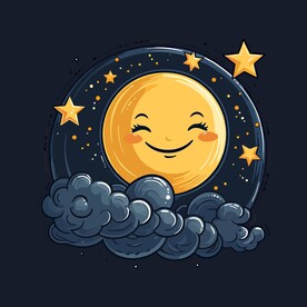 可爱月亮卡通绘画儿童插画