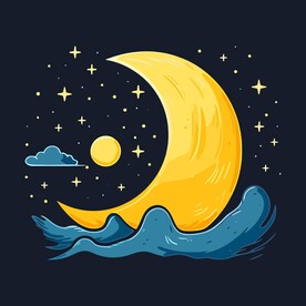 可爱月亮卡通绘画儿童插画