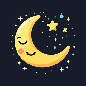 可爱月亮卡通绘画儿童插画