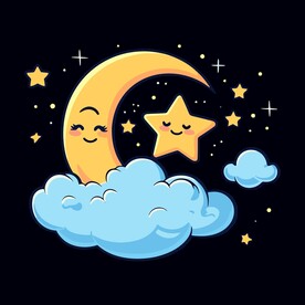 可爱月亮卡通绘画儿童插画