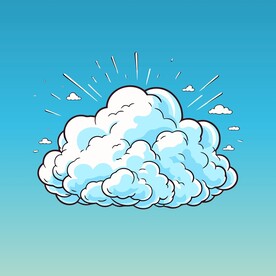 可爱白云卡通绘画儿童插画