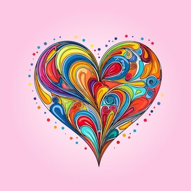 可爱红心爱情卡通绘画儿童插画