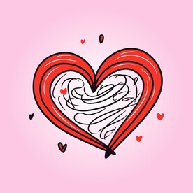 可爱红心爱情卡通绘画儿童插画