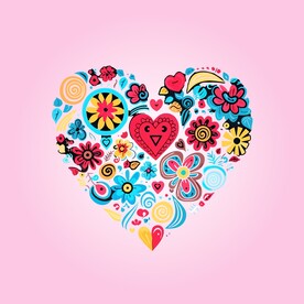 可爱红心爱情卡通绘画儿童插画