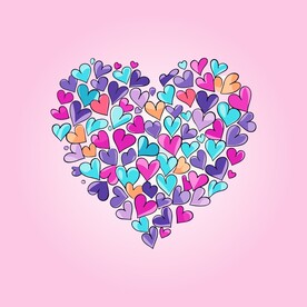 可爱红心爱情卡通绘画儿童插画