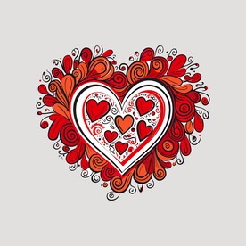 可爱红心爱情卡通绘画儿童插画