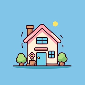 卡通阳光小房子矢量简笔画