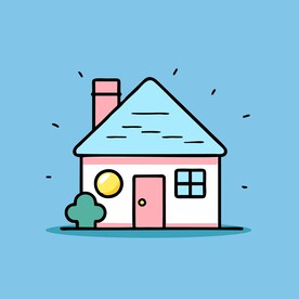 卡通阳光小房子矢量简笔画