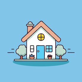 卡通阳光小房子矢量简笔画