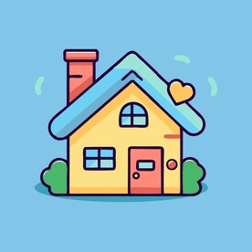 卡通阳光小房子矢量简笔画