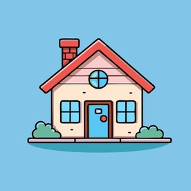 卡通阳光小房子矢量简笔画