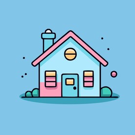 卡通阳光小房子矢量简笔画