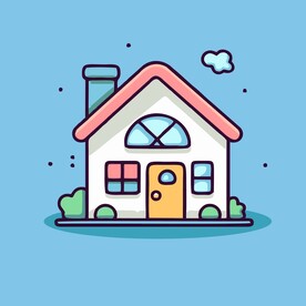 卡通阳光小房子矢量简笔画