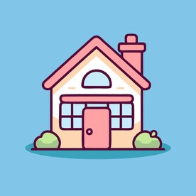 卡通阳光小房子矢量简笔画