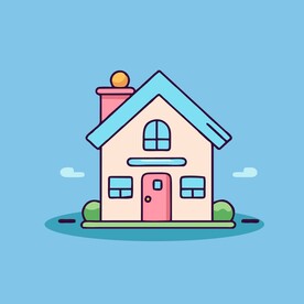 卡通阳光小房子矢量简笔画