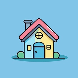 卡通阳光小房子矢量简笔画