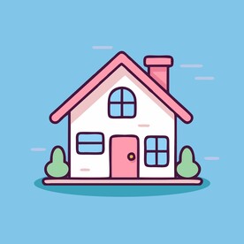 卡通阳光小房子矢量简笔画