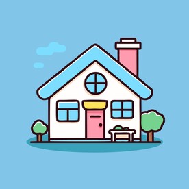 卡通阳光小房子矢量简笔画