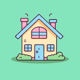 卡通阳光小房子矢量简笔画