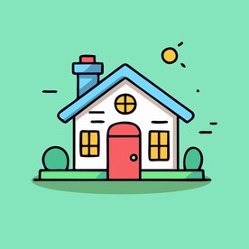 卡通阳光小房子矢量简笔画