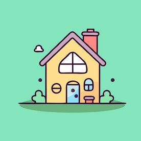 卡通阳光小房子矢量简笔画