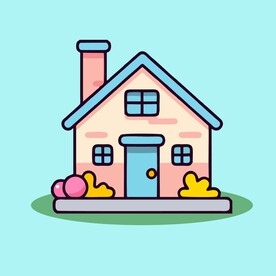 卡通阳光小房子矢量简笔画