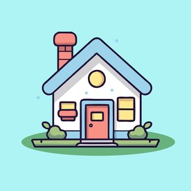 卡通阳光小房子矢量简笔画