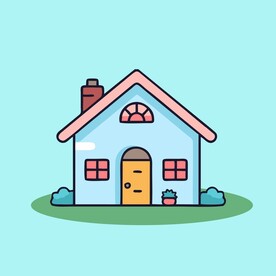 卡通阳光小房子矢量简笔画