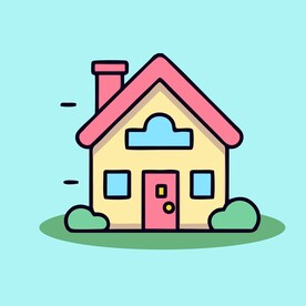 卡通阳光小房子矢量简笔画