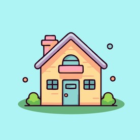 卡通阳光小房子矢量简笔画