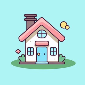 卡通阳光小房子矢量简笔画