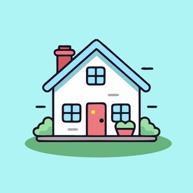 卡通阳光小房子矢量简笔画