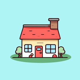 卡通阳光小房子矢量简笔画