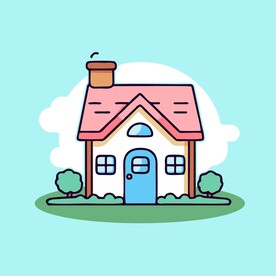 卡通阳光小房子矢量简笔画