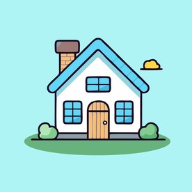 卡通阳光小房子矢量简笔画