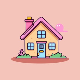 卡通阳光小房子矢量简笔画