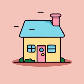 卡通阳光小房子矢量简笔画