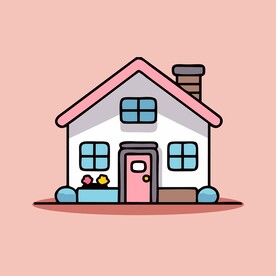 卡通阳光小房子矢量简笔画