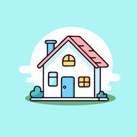 卡通阳光小房子矢量简笔画