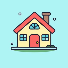 卡通阳光小房子矢量简笔画