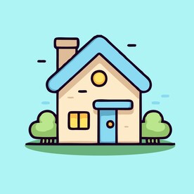 卡通阳光小房子矢量简笔画