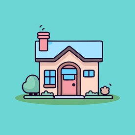 卡通阳光小房子矢量简笔画