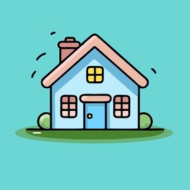 卡通阳光小房子矢量简笔画