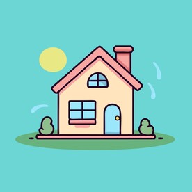 卡通阳光小房子矢量简笔画