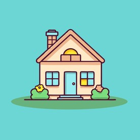 卡通阳光小房子矢量简笔画