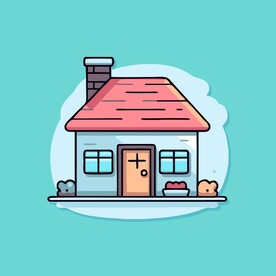 卡通阳光小房子矢量简笔画