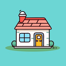 卡通阳光小房子矢量简笔画