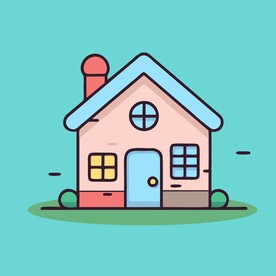 卡通阳光小房子矢量简笔画