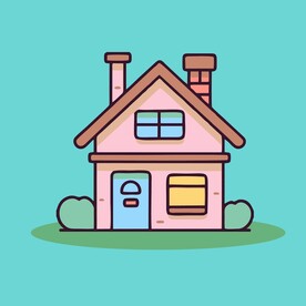 卡通阳光小房子矢量简笔画