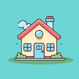 卡通阳光小房子矢量简笔画